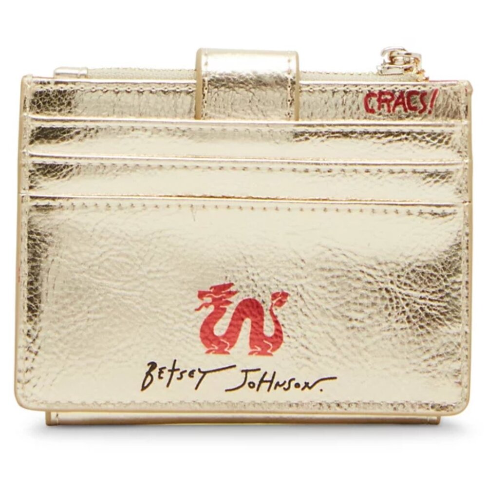 Betsey Johnson Kitsch Bam BiFold Wallet Gold Metallic Lunar New Year NWT - Picture 3 of 7